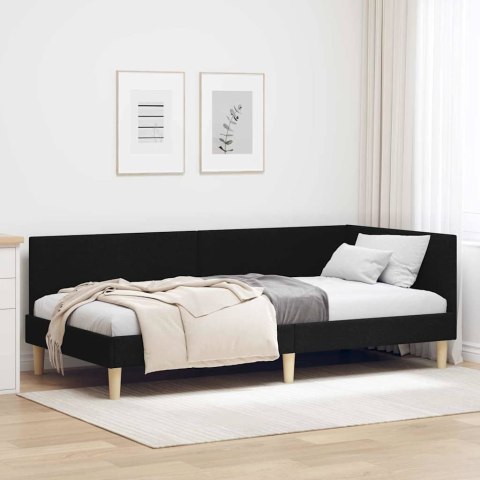 VidaXL Rama łóżka narożnego Czarny 90 x 190 cm tkanina