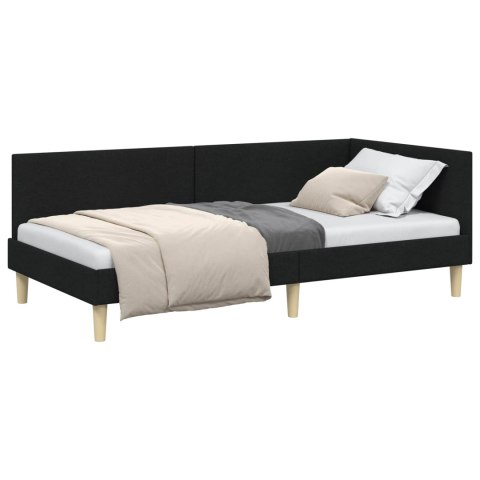 VidaXL Rama łóżka narożnego Czarny 90 x 190 cm tkanina