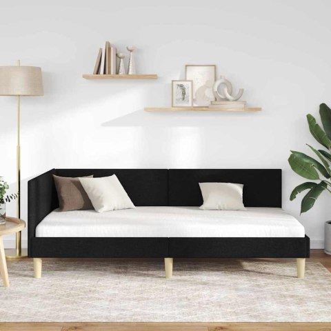 VidaXL Rama łóżka narożnego Czarny 90 x 190 cm tkanina
