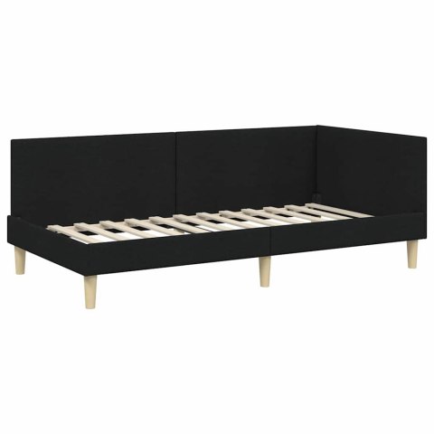 VidaXL Rama łóżka narożnego Czarny 90 x 190 cm tkanina