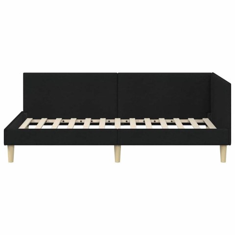 VidaXL Rama łóżka narożnego Czarny 90 x 190 cm tkanina