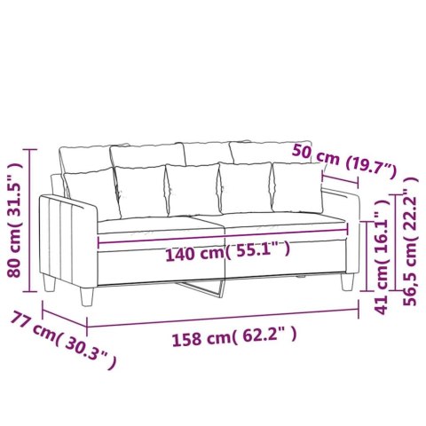 VidaXL Sofa 2-osobowa, kremowy, 140 cm, tapicerowana aksamitem