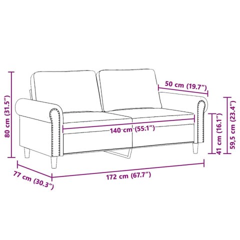 VidaXL Sofa 2-osobowa, niebieski, 140 cm, tapicerowana aksamitem