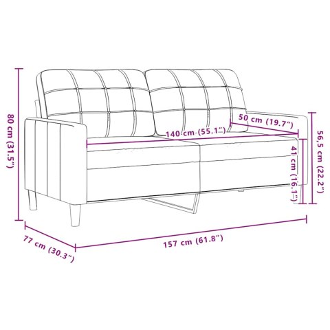 VidaXL Sofa 2-osobowa, niebieski, 140 cm, tapicerowana aksamitem