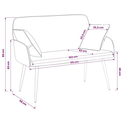 VidaXL Sofa dwuosobowa na metalowych nóżkach 2-osobowy Biały Ekoskóra