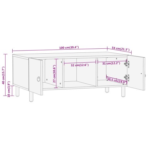VidaXL Stolik kawowy, 100x54x40 cm, lite drewno mango