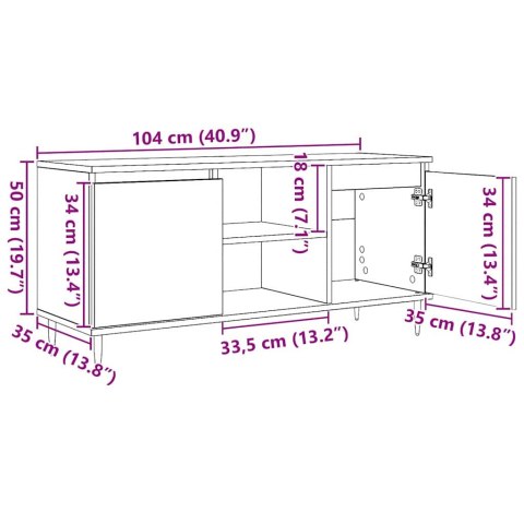 VidaXL Szafka pod telewizor 104 x 35 x 50 cm Stare drewno