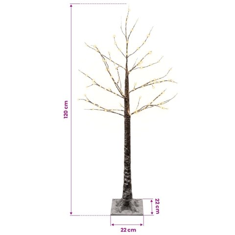 VidaXL Ośnieżona choinka LED brązowy 22 x 22 x 120 cm