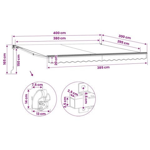 MARKIZA AUTOMATYCZNA 400CM ANTRACYTOWA