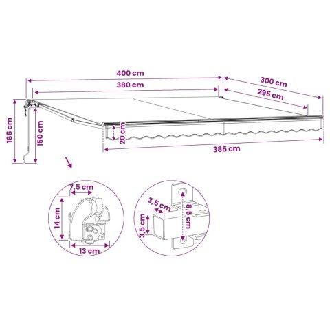 MARKIZA AUTOMATYCZNA 400CM NIEBIESKO-BIAŁA