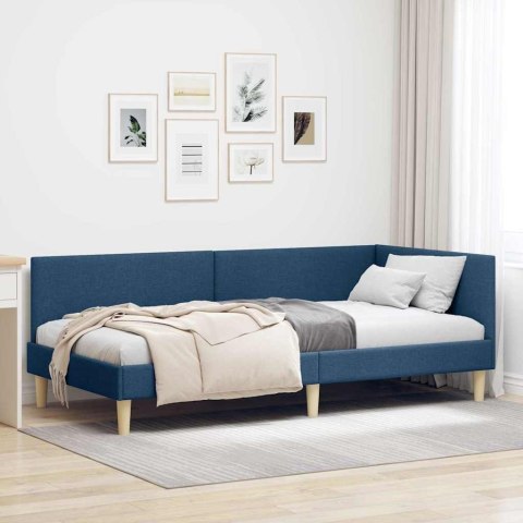 VidaXL Rama łóżka narożnego Niebieski 90 x 200 cm tkanina