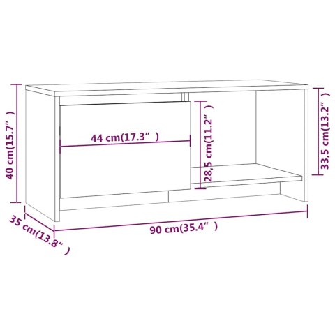 VidaXL Szafka pod telewizor, przydymiony dąb, 90x35x40 cm