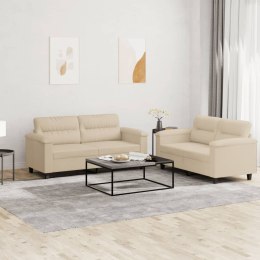 VidaXL 2-cz. komplet wypoczynkowy z poduszkami, kremowy, mikrofibra
