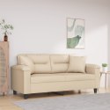 VidaXL 2-osobowa sofa z poduszkami, kremowa, 140 cm, mikrofibra