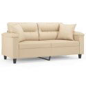 VidaXL 2-osobowa sofa z poduszkami, kremowa, 140 cm, mikrofibra