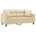 VidaXL 2-osobowa sofa z poduszkami, kremowa, 140 cm, mikrofibra