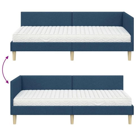 VidaXL Rama Łóżka Narożnego z Materacem 2 szt. Niebieski 90 x 200 cm
