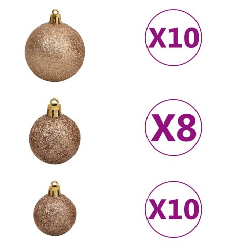 VidaXL Sztuczna choinka z lampkami i zestawem bombek Zielony 240 cm