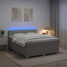 VidaXL Łóżko Box Spring z materacem i LED jasnoszary 140 x 200 cm