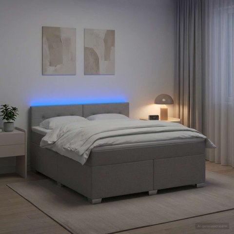 VidaXL Łóżko Box Spring z materacem i LED jasnoszary 140 x 200 cm