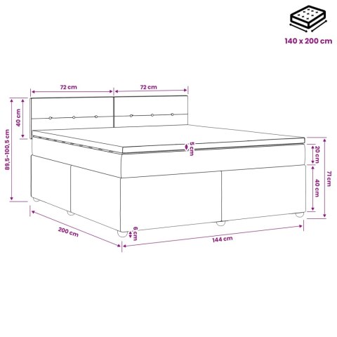 VidaXL Łóżko kontynentalne z materacem Czarny 140 x 200 cm tkanina