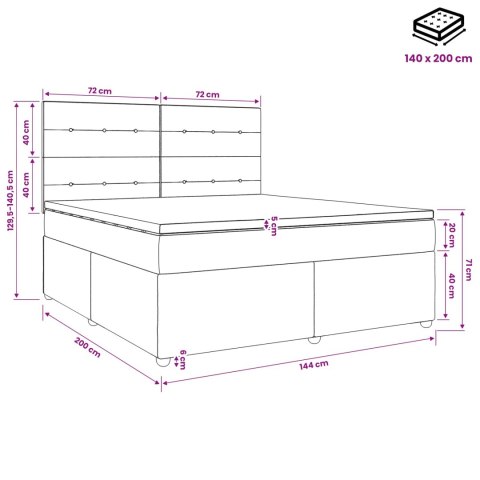 VidaXL Łóżko kontynentalne z materacem Czarny 140 x 200 cm tkanina