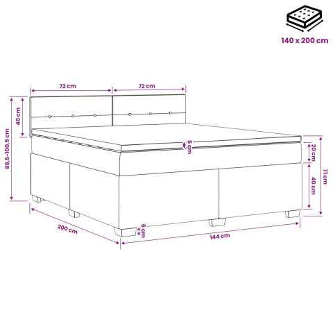 VidaXL Łóżko kontynentalne z materacem jasnoszary 140 x 200 cm tkanina