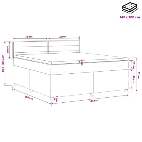 VidaXL Łóżko kontynentalne z materacem jasnoszary 140 x 200 cm tkanina