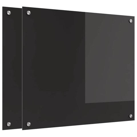 VidaXL Panel kuchenny 2 szt. Czarny 70 x 60 cm szkło hartowane