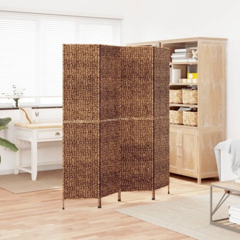 VidaXL Parawan pokojowy 4-panelowy, brązowy, 163x180 cm, hiacynt wodny
