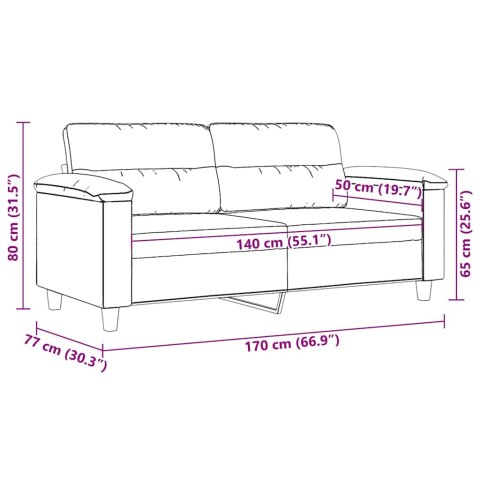 VidaXL Sofa 2-osobowa, kremowy, 140 cm, tapicerowana mikrofibrą