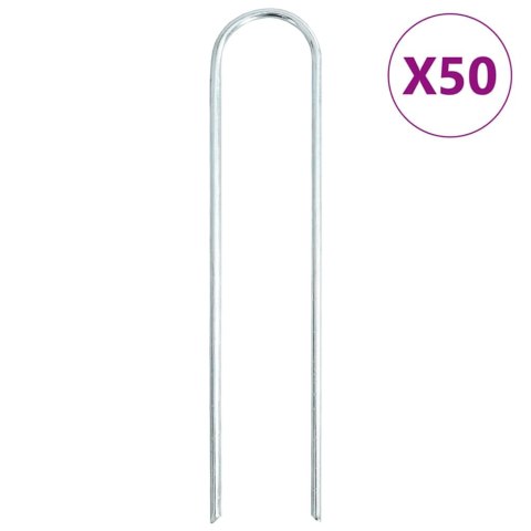 VidaXL Kołki gruntowe w kształcie litery U, 50 szt., 20x3,5 cm, stal