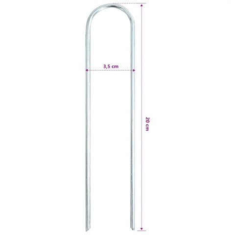 VidaXL Kołki gruntowe w kształcie litery U, 50 szt., 20x3,5 cm, stal