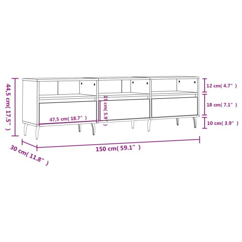 VidaXL Szafka pod TV, przydymiony dąb, 150x30x44,5 cm