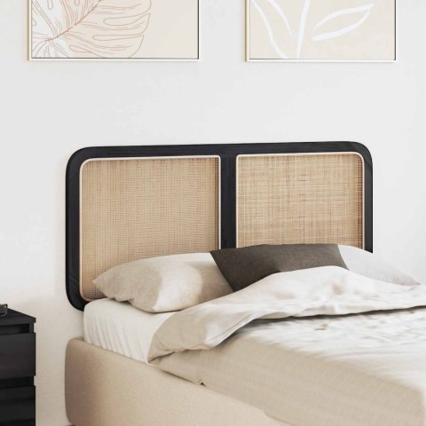 VidaXL Zagłówek Z zagłówkiem Czarny 120 x 55 x 3 cm rattan