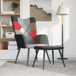 VidaXL Fotel z podnóżkiem, patchwork, obity tkaniną