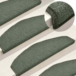 VidaXL Maty na schody 15 szt. 65x24x4 cm Ciemnozielone Półokrągłe Duże