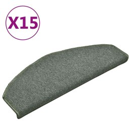 VidaXL Maty na schody 15 szt. 65x24x4 cm Ciemnozielone Półokrągłe Duże
