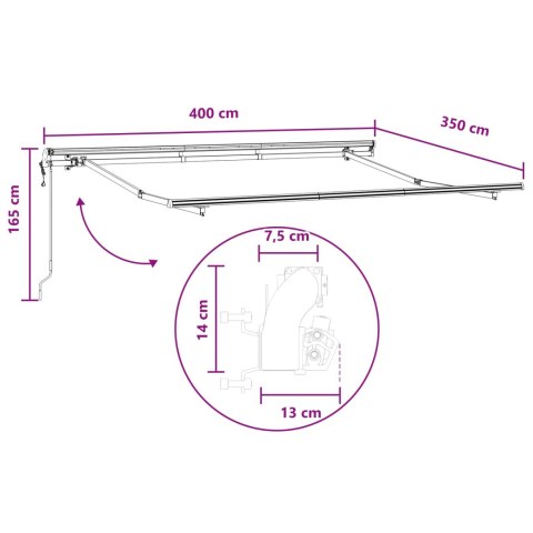 VidaXL Markiza elektryczna 4 x 3,5 m Jasnoszaro-białe pasy