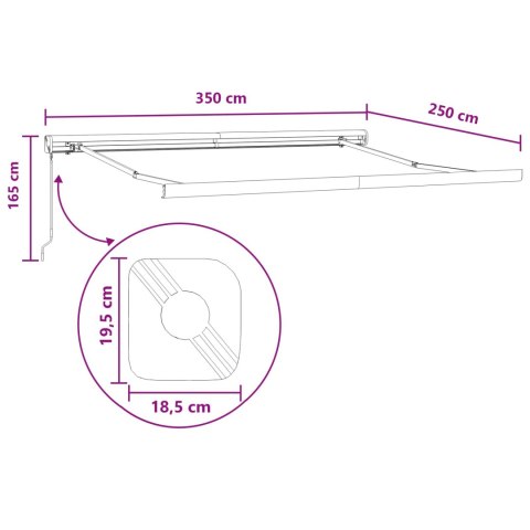 VidaXL Markiza ręczna 3,5 x 2,5 m Jasnoszaro-białe pasy 100% poliester