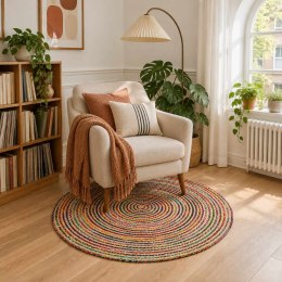 VidaXL Dywan strefowy Wielokolorowe Ø 90 cm Juta