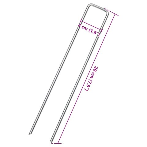 VidaXL Kołki gruntowe w kształcie litery U, 50 szt., 20x4 cm, stal