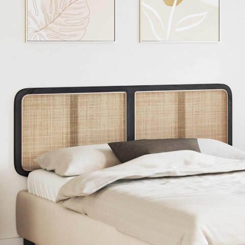VidaXL Zagłówek Z zagłówkiem Czarny 160 x 55 x 3 cm rattan