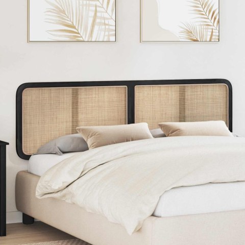 VidaXL Zagłówek Z zagłówkiem Czarny 180 x 55 x 3 cm rattan