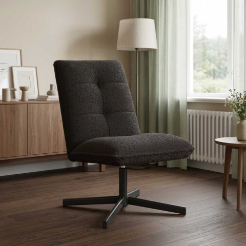 VidaXL Fotel obrotowy Czarny Bouclé