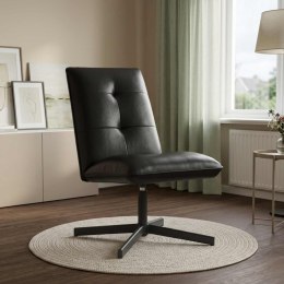 VidaXL Fotel obrotowy Czarny Ekoskóra