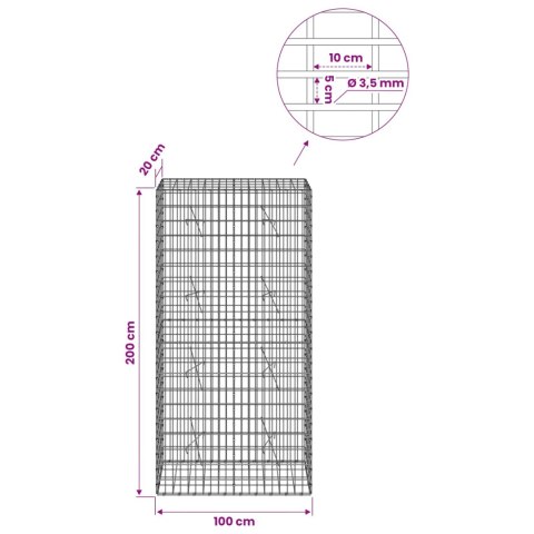 VidaXL Gabion z drutu 3,5 mm i siatką 5x10 cm 100x20x200 cm