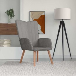 VidaXL Fotel, jasnoszary, obity aksamitem