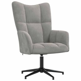 VidaXL Fotel, jasnoszary, obity aksamitem