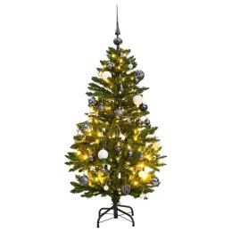 VidaXL Sztuczna choinka na zawiasach, 150 lampek LED i bombki, 120 cm
